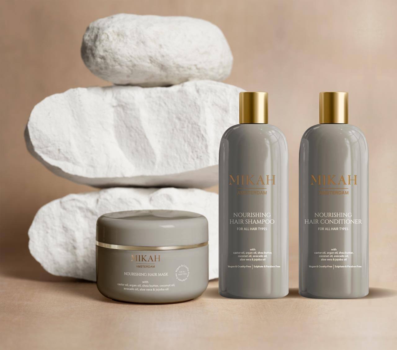 Mikah Nourishing Hair Care Set – Shampoo, Conditioner, and Hair Mask for Hydration, Shine, and Healthy Hair