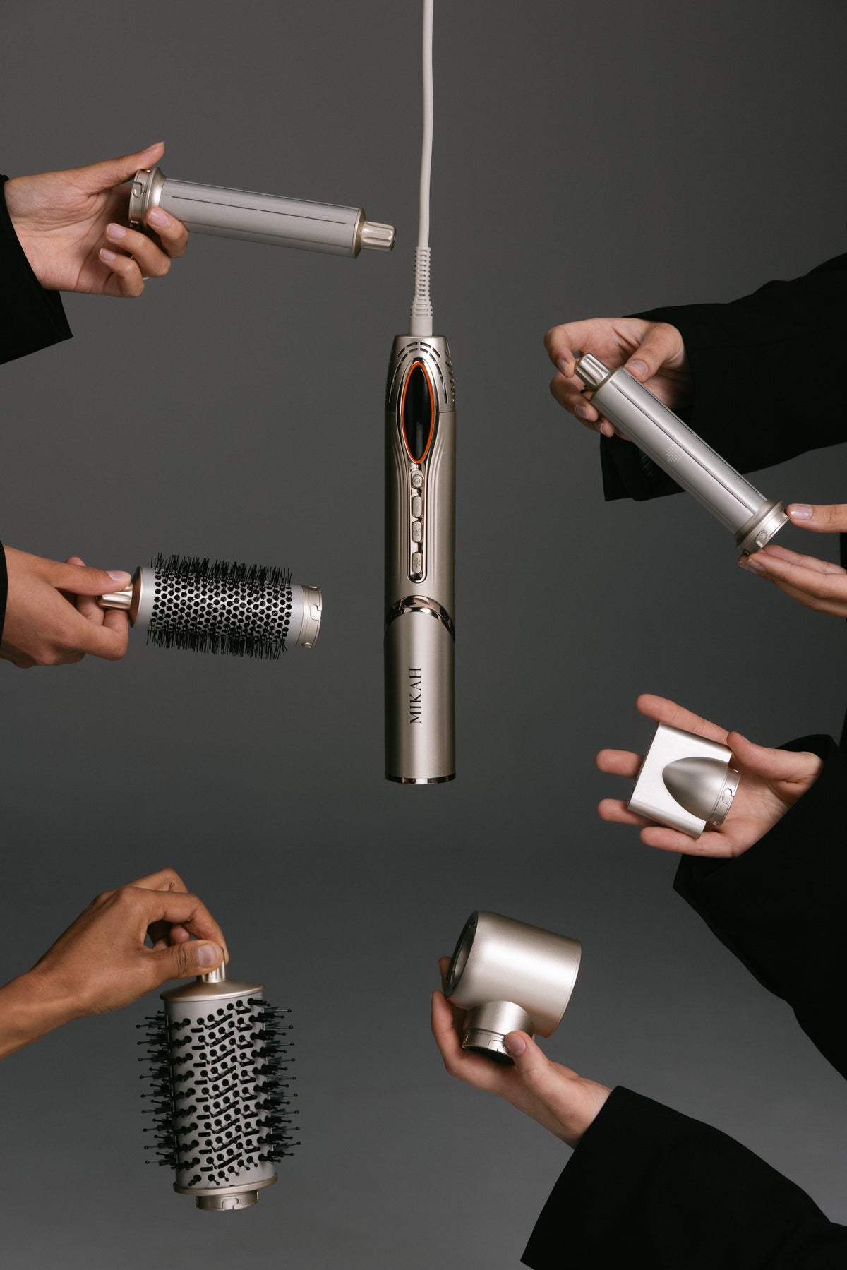 MIKAH 6-in-1 Air Styler attachments for curling, drying and smoothing hair