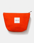 MIKAH Bright Orange Mini Makeup Pouch with zipper and textured fabric