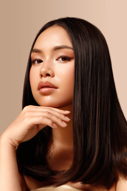 Smooth straight hairstyle created with MIKAH hair straightener
